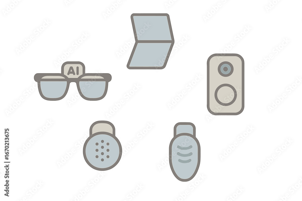 Poster unique vector illustrations of ai and technology-related objects