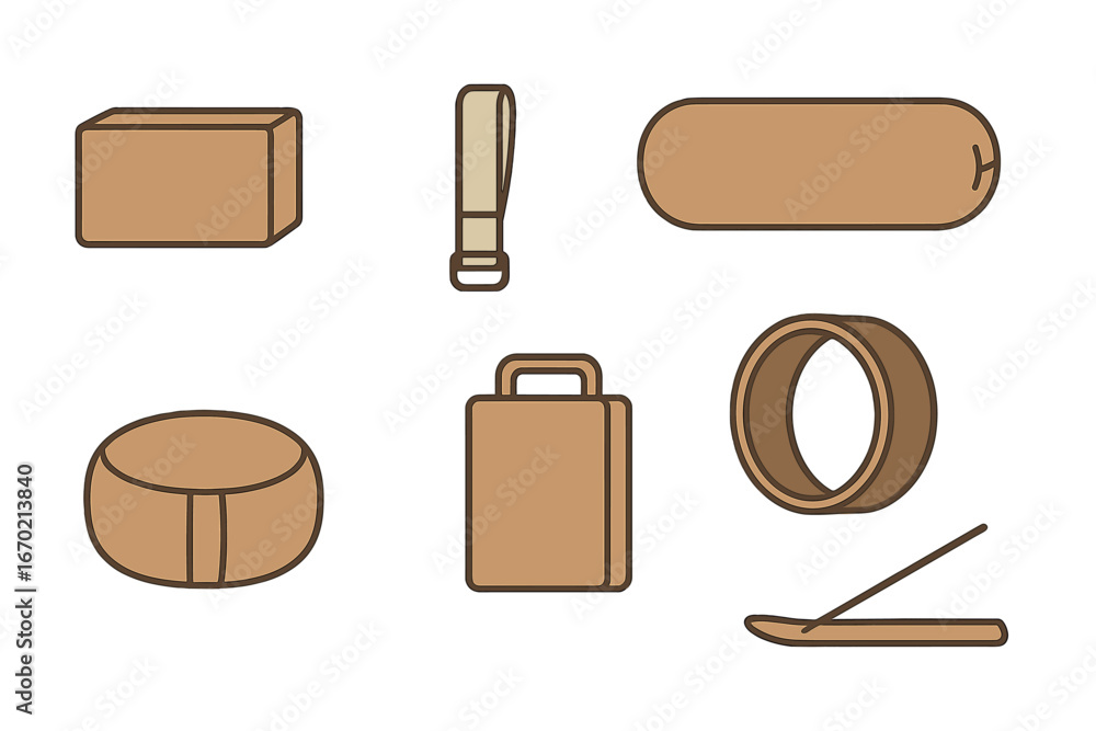 Poster vector illustration of various wood objects in simple design