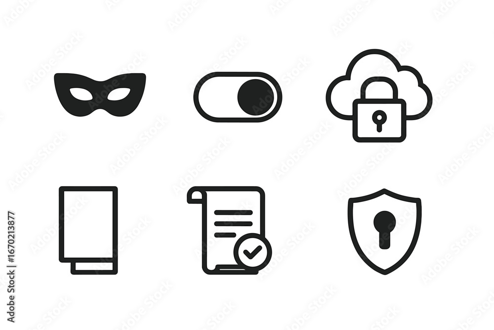 Poster vector icons representing privacy and security concepts