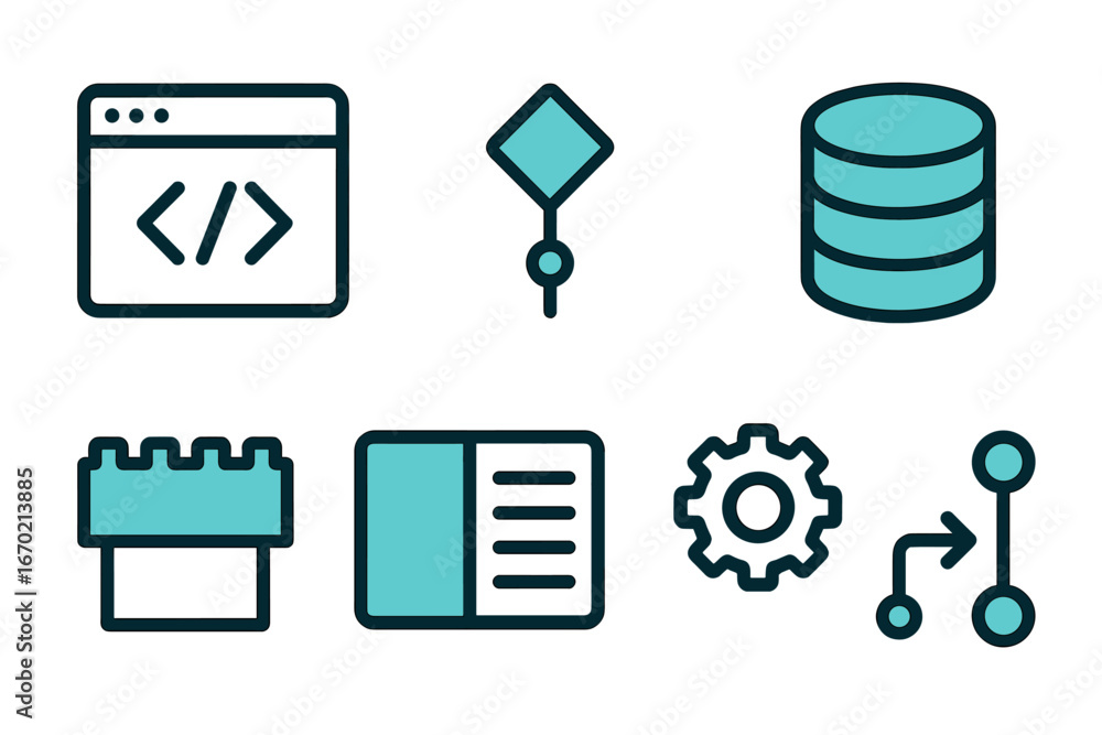 Poster modern vector illustrations of technology and data management tools