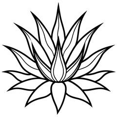 Minimalist Aloe-Cactus Hybrid Drawing