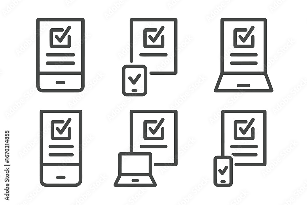 Poster Checklist icons representing task completion and digital devices