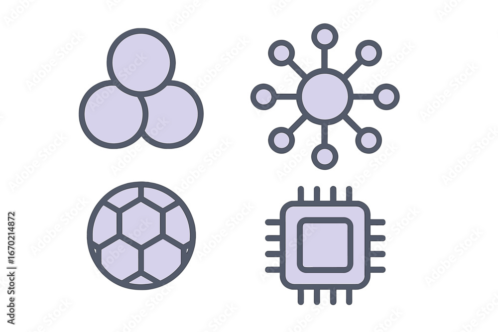 Poster tech and science symbols vector illustration in isolation