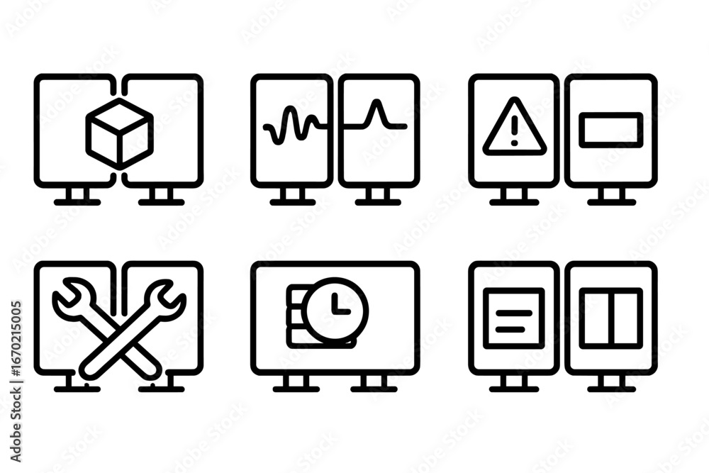 Poster vector illustrations of monitor icons for tech use