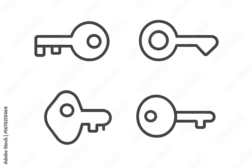 Poster vector illustration of various keys in minimalist style