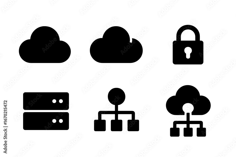 Poster cloud computing icons for data management and security solutions