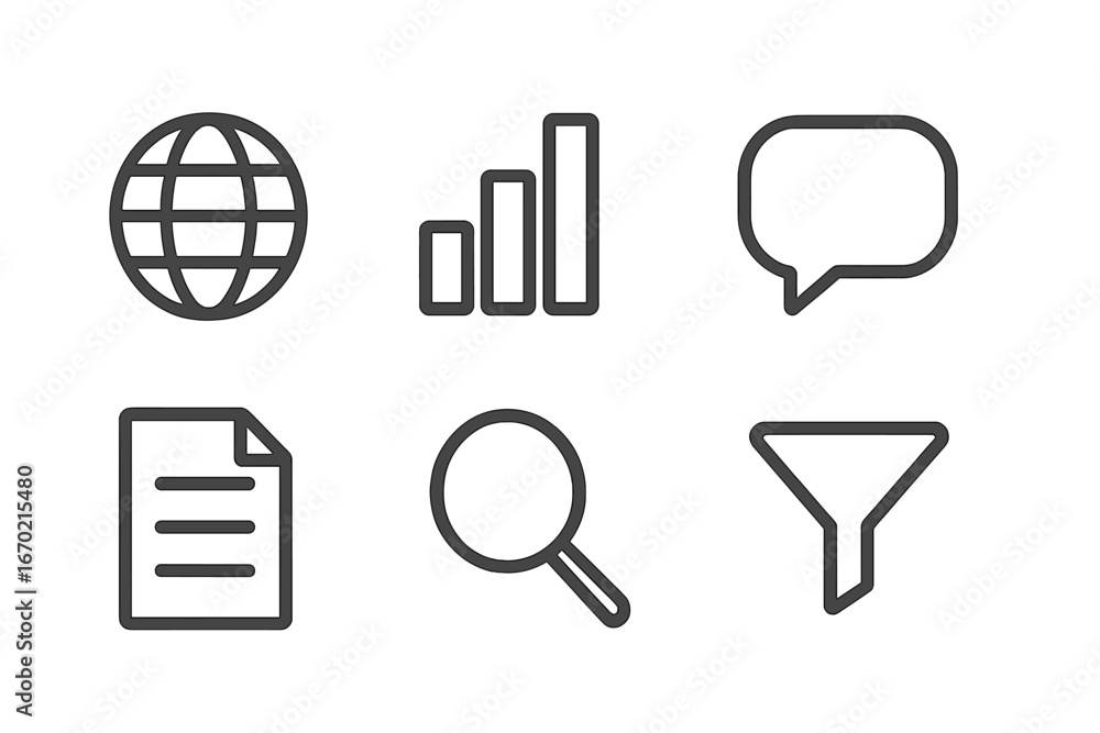 Poster Icons for communication and data analysis in vector style