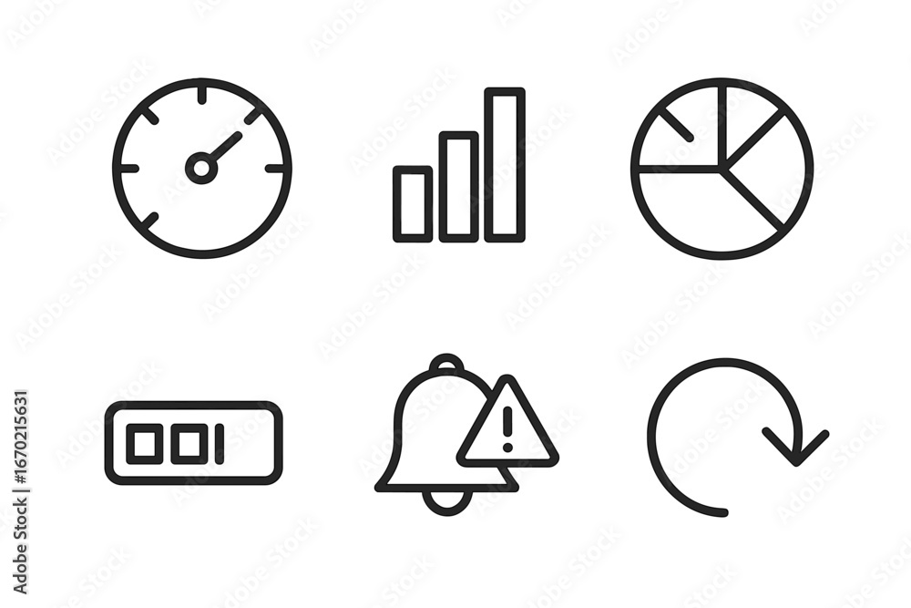 Poster dashboard icons for data monitoring and analysis activities