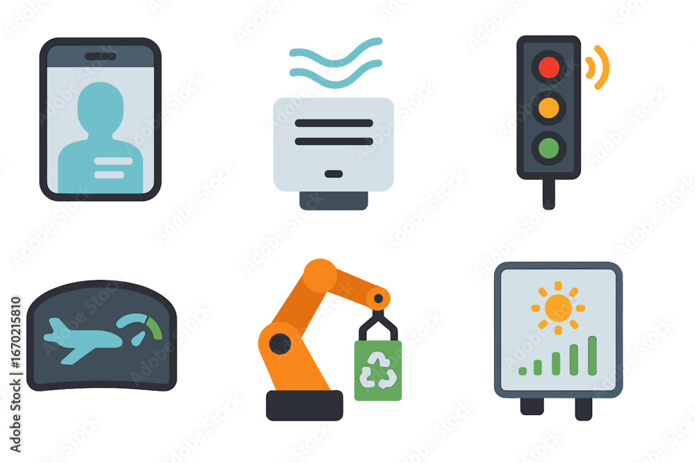 Poster tech and automation vector illustration for microstock