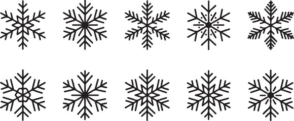 Obraz premium Set of black Snowflakes icons. Vector winter icons