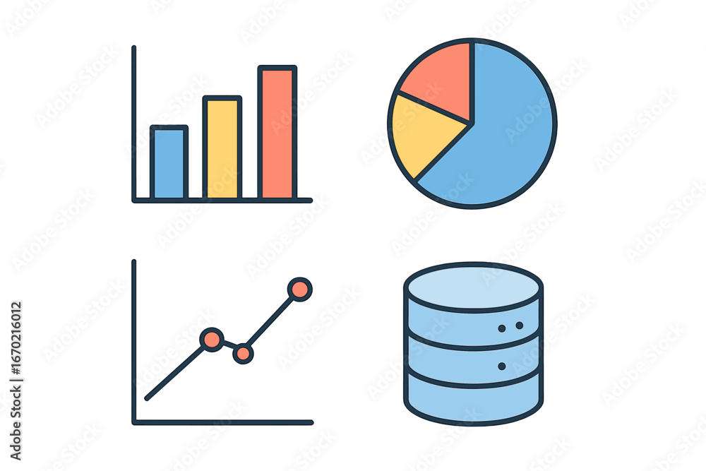 Poster colorful vector illustrations of data visualization concepts