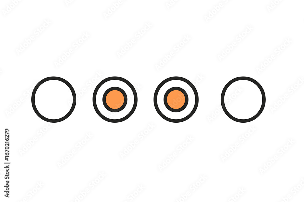 Poster vector outline icon set displaying various circle designs with center highlights for graphic design 