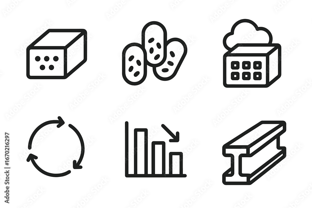 Poster vector outline icon set featuring various shapes and symbols for design and infographics