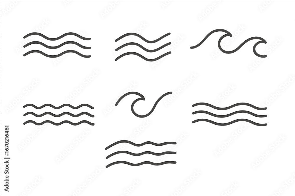 Poster stylized vector illustration of various wave patterns for creative use