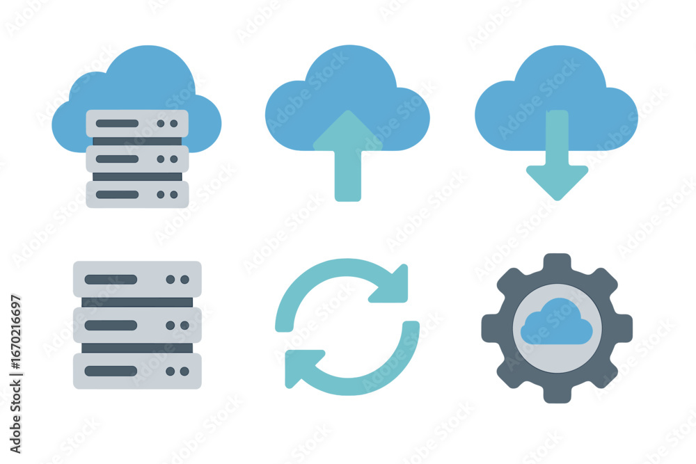 Aufkleber vector illustration of cloud computing icons and server symbols