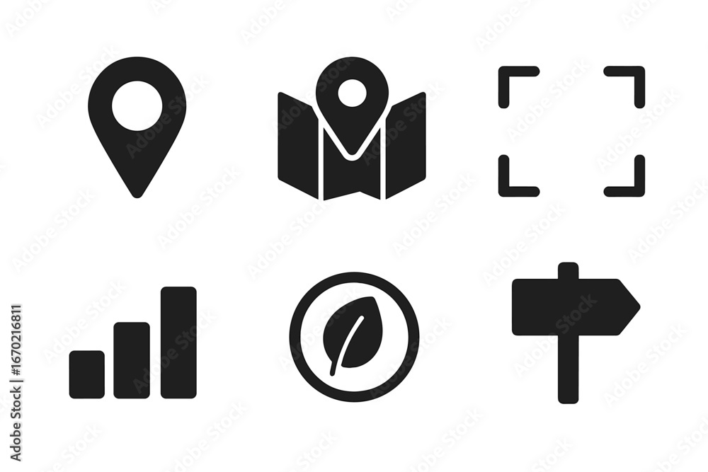Poster vector illustration of navigation icons for digital apps and maps