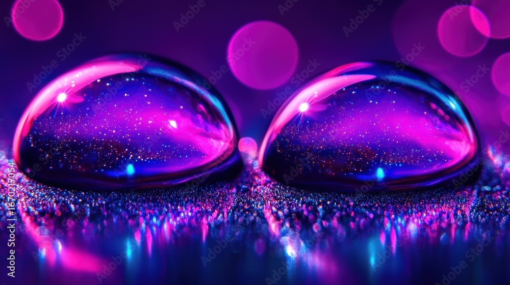 Poster enchanting cosmic reflection capturing the universe within droplets of liquid art