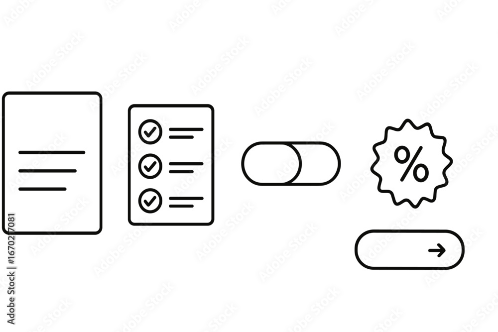 Poster vector illustration of checklist and action buttons for web design