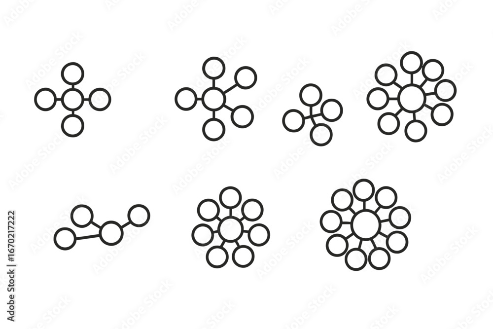 Poster vector illustrations of connected circles representing a network