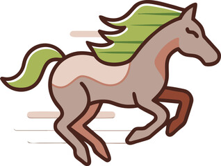 Galloping Horse Illustration: This vibrant illustration captures the essence of a galloping horse, with dynamic lines. The horse exudes strength and speed, a symbol of freedom.