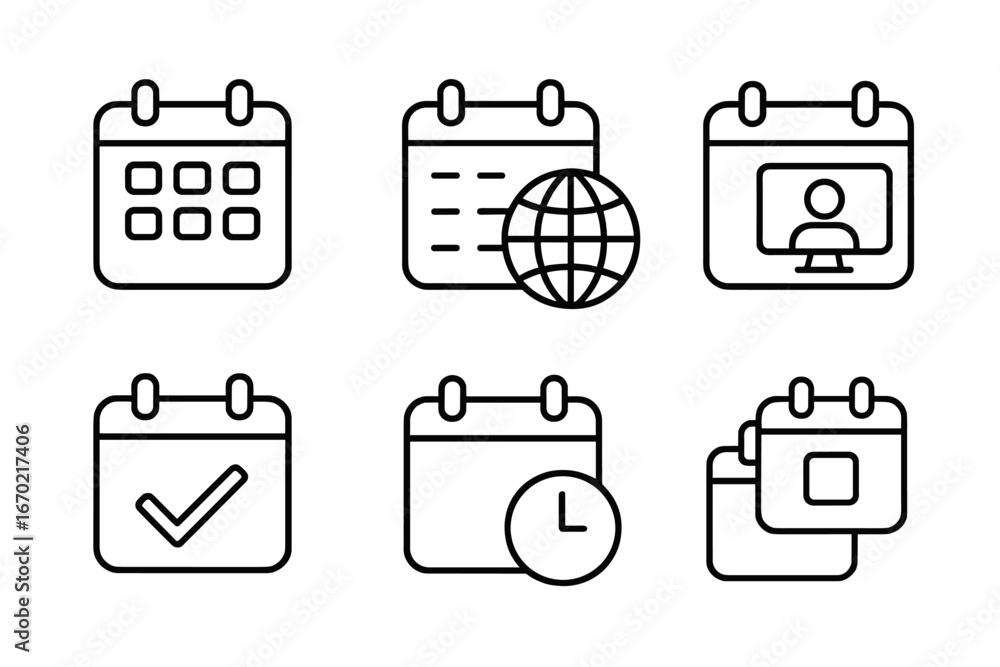 Poster calendar icons representing different schedule management concepts