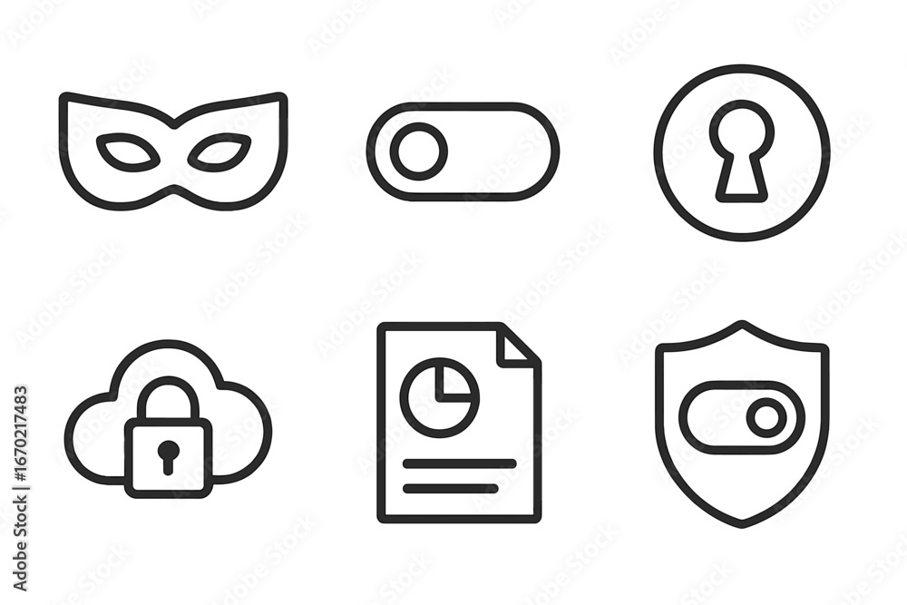Poster Vector security icons representing data protection