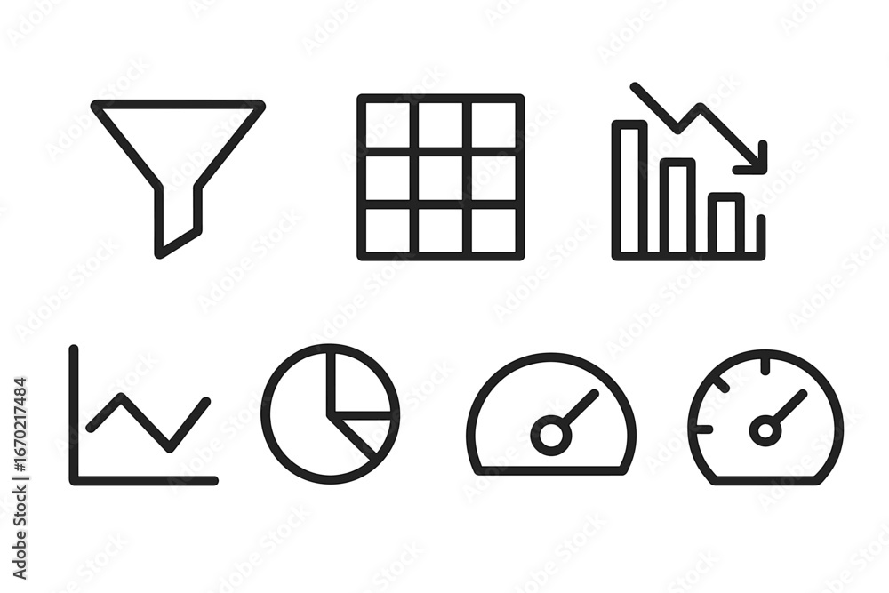 Poster Flat vector icons for data visualization