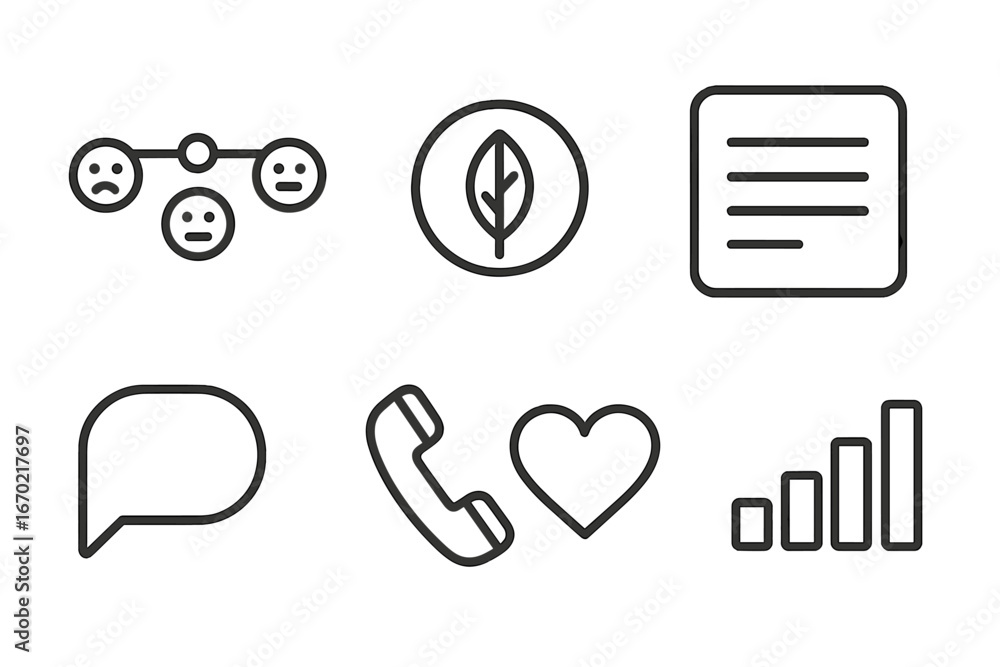 Poster Simple vector icons for communication and emotions