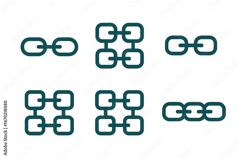 Aufkleber vector outline icon set featuring interconnected links for digital design projects and user interfac