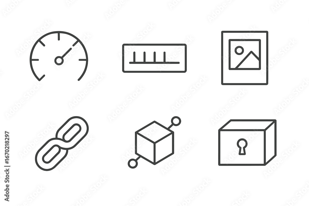 Poster vector illustration of various icons representing measurement and data