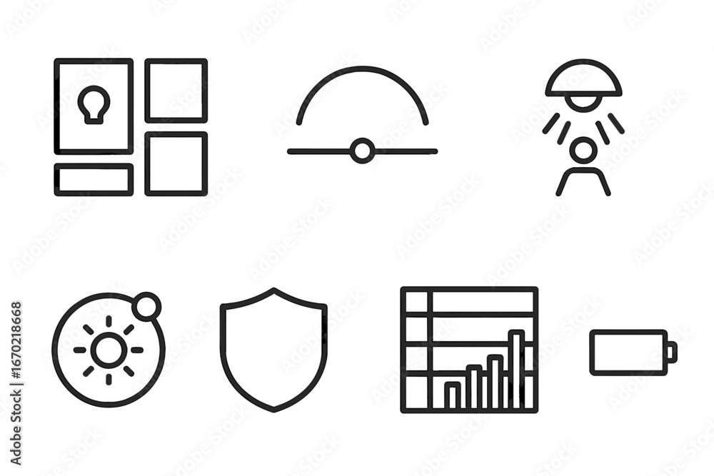 Poster modern vector icons representing various concepts and activities