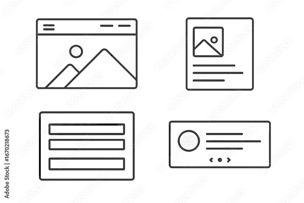 Poster vector illustration of web design elements for digital projects