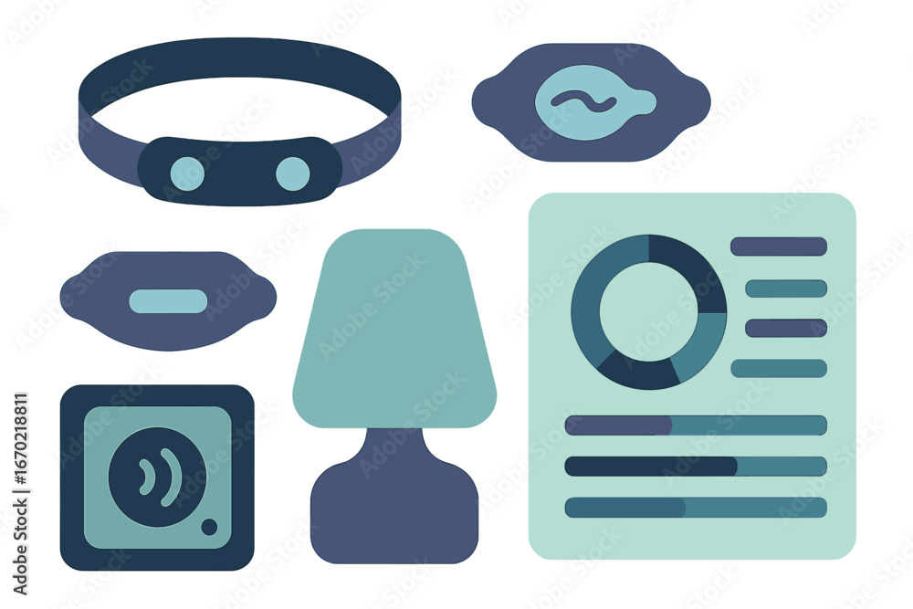 Poster vector outline icon set showcasing various modern device elements for digital interfaces and design 
