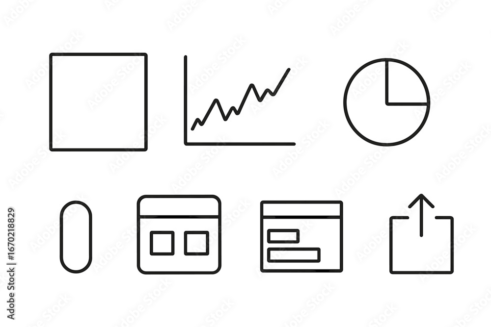 Poster modern vector icons for business and analytics in minimal style