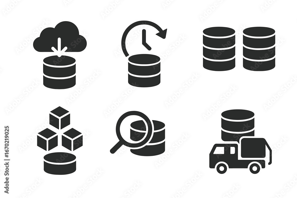 Poster vector illustration of data management and storage concepts