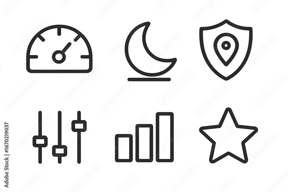 Poster vector icons showing activity metrics and indicators