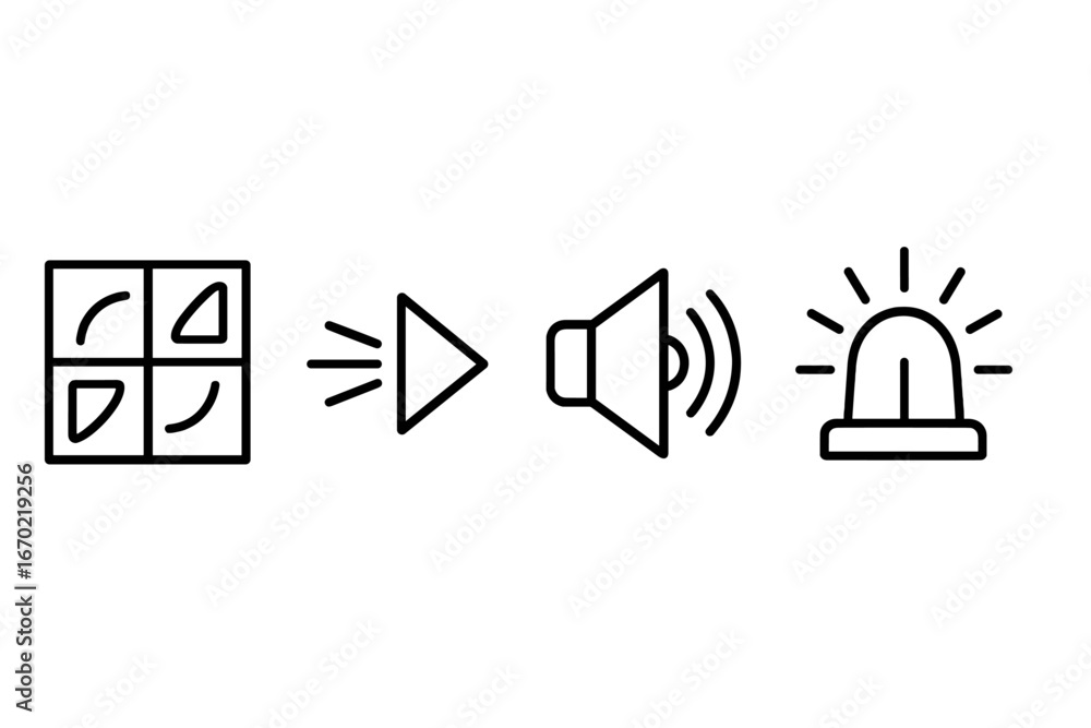 Poster Visual representation of sound and alert signals in vector format