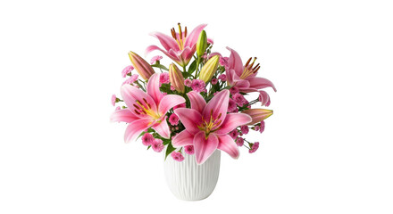 Obraz premium Pink lily bouquet isolated on transparent background