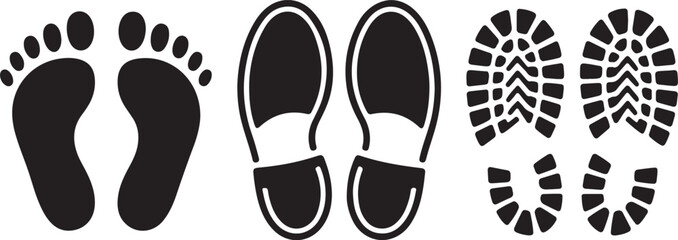 Shoe and bare foot print set