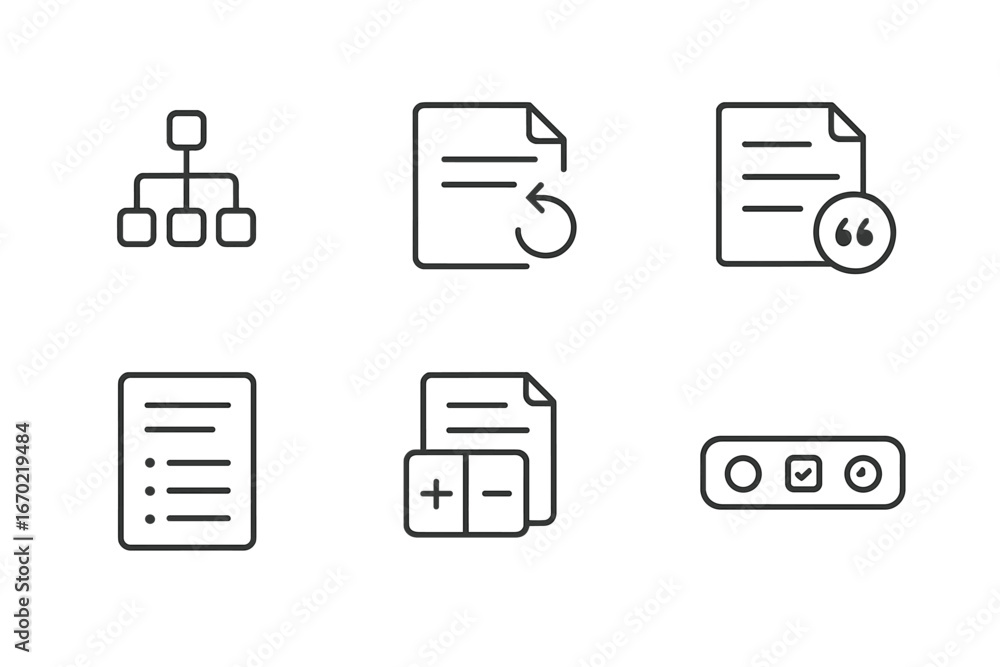 Poster various vector icons representing document management activities