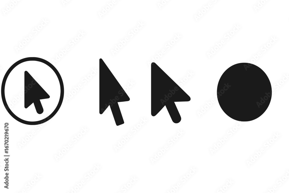Poster collection of cursor icons in various styles for digital design