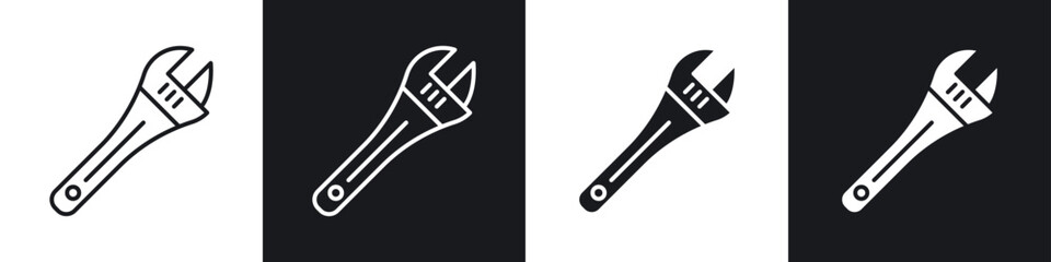 Adjustable wrench icons graphic vectors