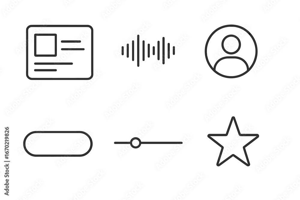 Poster vector illustration of various user interface elements in line art