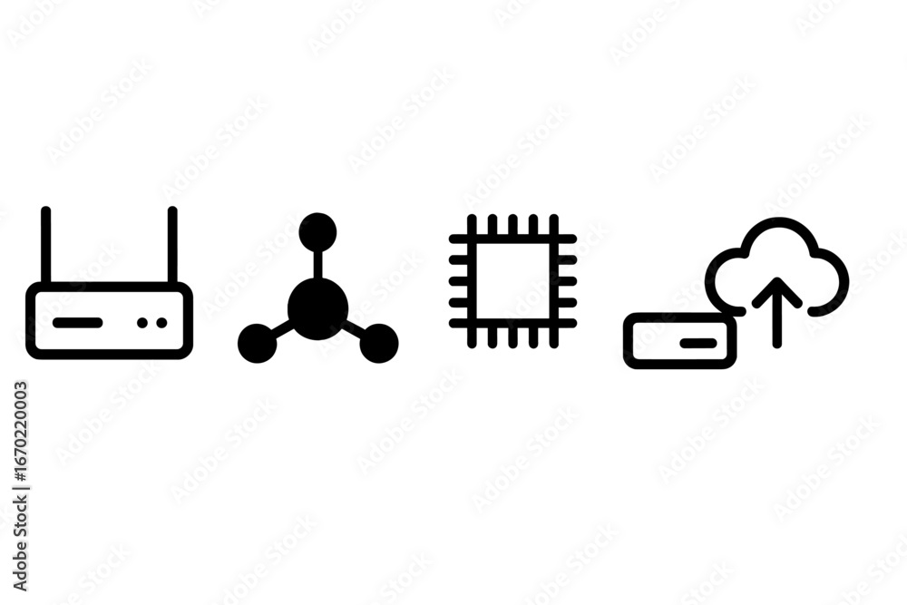 Poster illustration of networking components in a digital environment