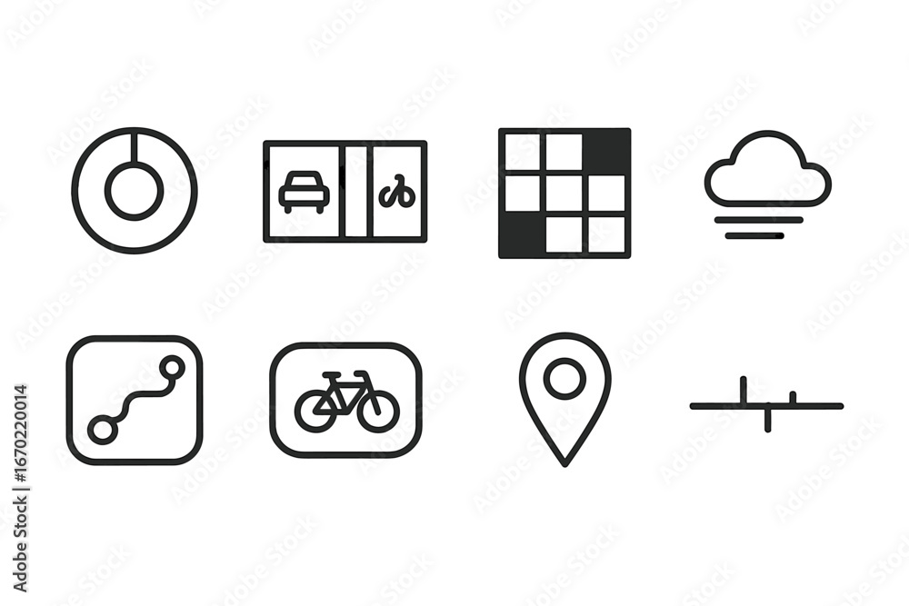 Poster vector illustration of transportation and mapping icons for navigation