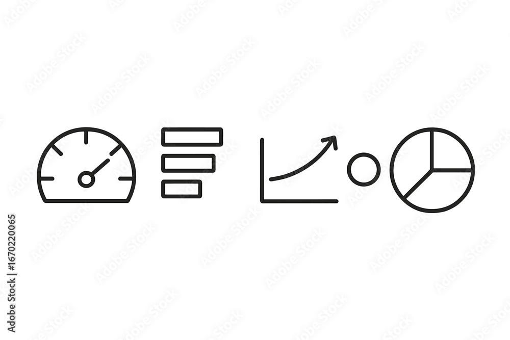 Poster vector illustration of data analytics and performance metrics symbols
