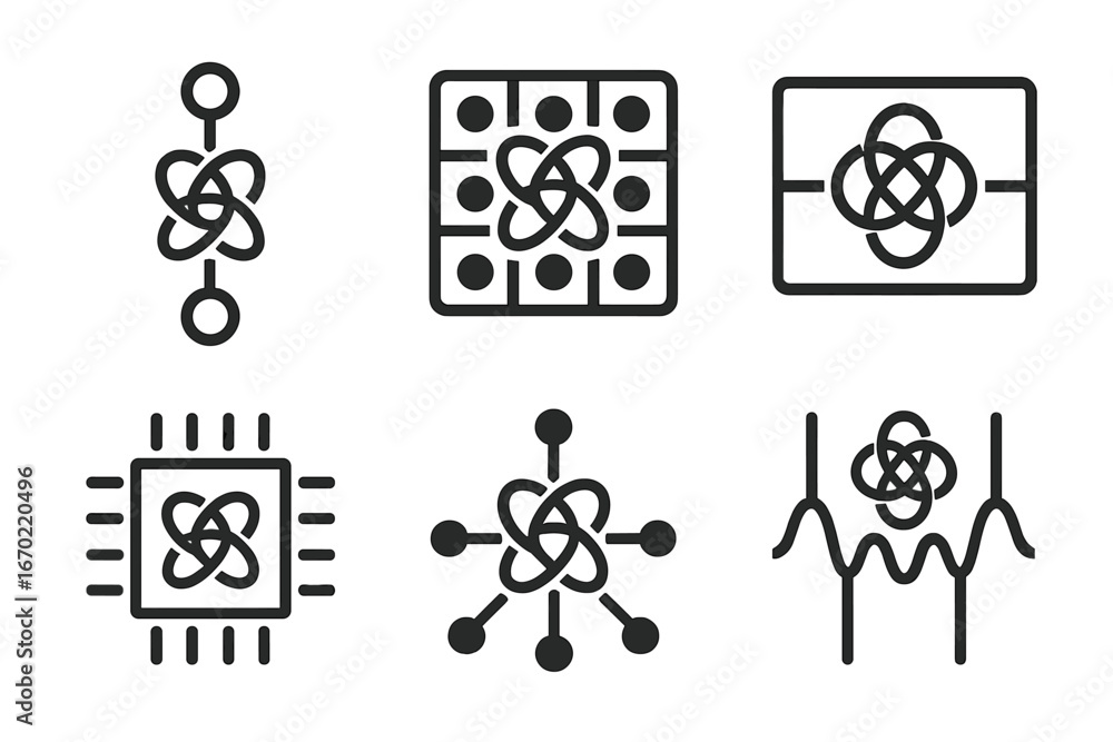 Poster vector outline icon set featuring intricate designs and patterns ideal for modern graphic projects a