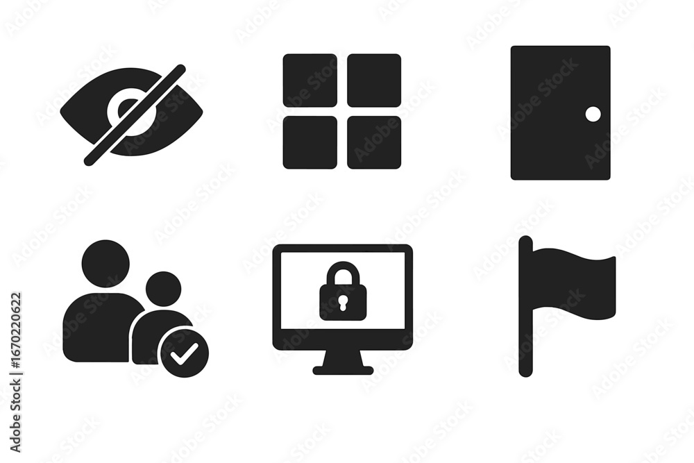 Poster vector illustration of security and privacy icons for digital concepts