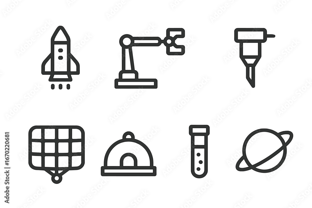 Poster creative vector illustration of space and technology related objects