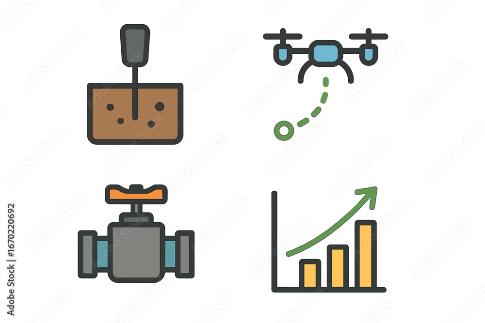 Aufkleber vector illustration of drone technology and data analysis tools